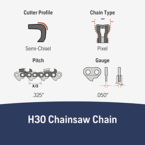 Husqvarna 531300437 H30 Chainsaw Chain 16" .050 Gauge .325 Pitch Kickback Low-Vibration, 16 inches, Orange/Gray