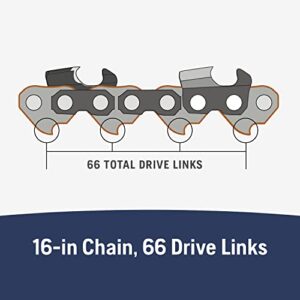 Husqvarna 531300437 H30 Chainsaw Chain 16" .050 Gauge .325 Pitch Kickback Low-Vibration, 16 inches, Orange/Gray