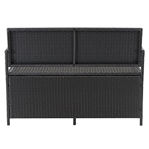 CorLiving Parksville Patio Black Wicker/Rattan Storage Bench