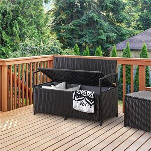 CorLiving Parksville Patio Black Wicker/Rattan Storage Bench