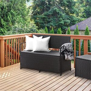 CorLiving Parksville Patio Black Wicker/Rattan Storage Bench