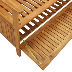 vidaXL Outdoor Storage Bench, Deck Box for Patio Furniture, Front Porch Decor and Outdoor Seating for Garden Balcony, Solid Wood Acacia