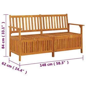 vidaXL Outdoor Storage Bench, Deck Box for Patio Furniture, Front Porch Decor and Outdoor Seating for Garden Balcony, Solid Wood Acacia