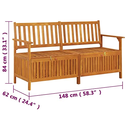vidaXL Outdoor Storage Bench, Deck Box for Patio Furniture, Front Porch Decor and Outdoor Seating for Garden Balcony, Solid Wood Acacia