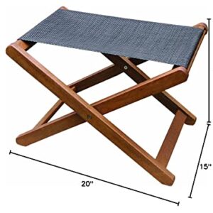 Outdoor Interiors Sling and Eucalyptus Ottoman/Stool