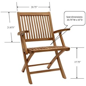 Redmon Premium Teak Folding Chair, Large, Woodgrain