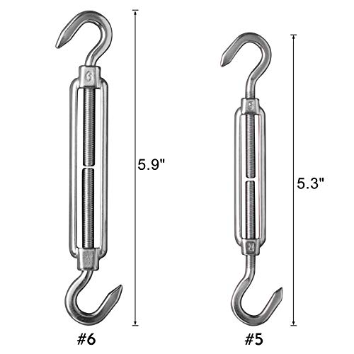 DOEWORKS Shade Sail Hardware Sun Shade Sail Kit 6 Inch Heavy-Duty Stainless Steel Sets for Triangle Shade Sails Outdoor Installation