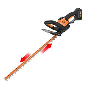 worx wg261 20v power share 22″ cordless hedge trimmer (battery & charger included)