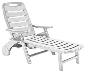 green boheme new rolling, folding, five position reclining patio sun lounger or deck chair, white, made in italy