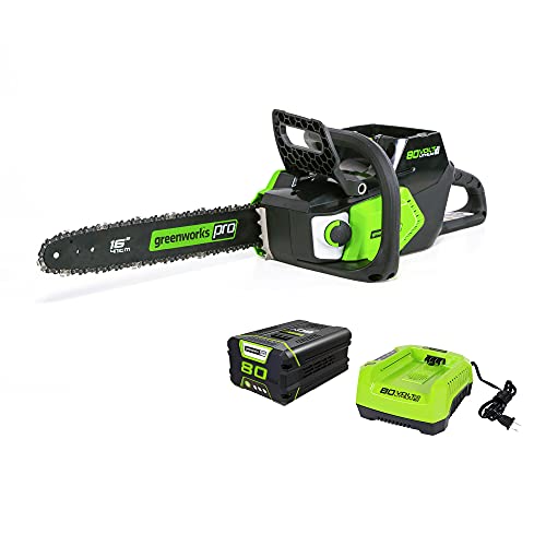 Greenworks Pro 80V 16" Brushless Cordless Chainsaw with 2.0Ah Battery & Charger Included (CS80L211)