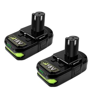 powtree upgraded 3800mah 2packs 18v battery replacement compatible with ryobi 18v battery one+ p102 p103 p105 p107 p108 p109 cordless power tools drills
