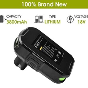 POWTREE Upgraded 3800mAh 2Packs 18v Battery Replacement Compatible with Ryobi 18V Battery ONE+ P102 P103 P105 P107 P108 P109 Cordless Power Tools Drills