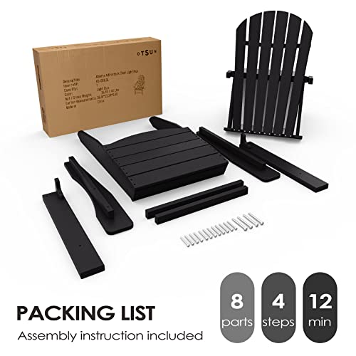OTSUN Adirondack Chair, Large Lawn Chairs with 286 Lbs Weight Capacity, HDPE Outdoor Chairs Weather Resistant for Patio, Porch, Garden, Swimming Pool, Deck, Black