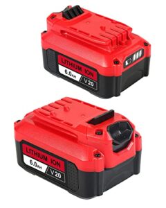 bslite replacement for craftsman 20v battery 6.0ah cmcb206 fit for craftsman v20 20v max battery cmcb204 cmcb202 cmcb209 compatible with craftsman battery 20v tools and charger（2packs）