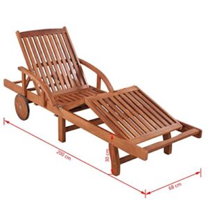 EstaHome Sun Loungers 2 pcs with Table | Adjustable Chaise Lounge Set with Wheels | Rustic Wooden Patio Sunlounger Set | Outdoor Lounge Chair Set | Solid Acacia Wood 78.7" x 26.8" x (11.8"-32.7")