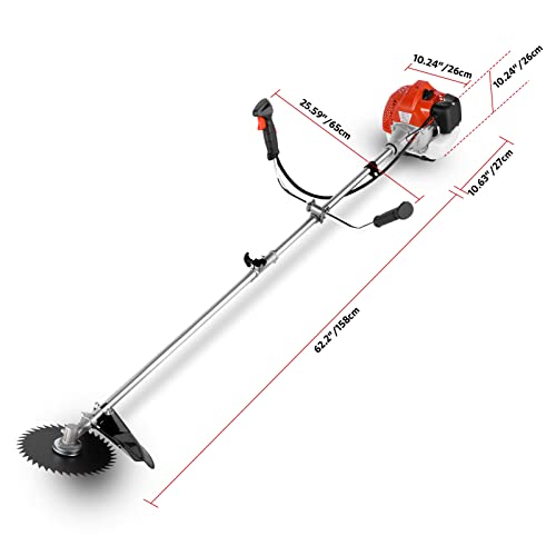 58CC Weed Eater/Wacker Gas Powered, 4 in 1 String Trimmer/Edger 18" Brush Cutter, U-Handle and Trimming Heads for Grass/Heavy Bush/2023 Upgrade(Orange)