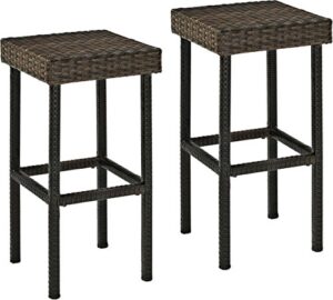 crosley furniture palm harbor outdoor wicker 29-inch bar stools – brown (set of 2)