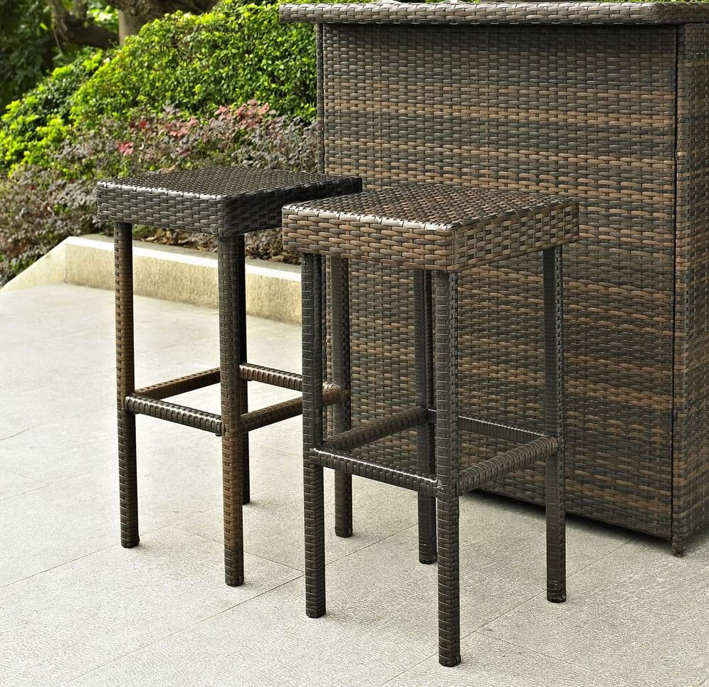 Crosley Furniture Palm Harbor Outdoor Wicker 29-inch Bar Stools - Brown (Set of 2)