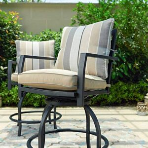 PatioFestival Swivel Bar Stools Patio Height Bistro Chairs Set of 2 PCS Outdoor Conversation Sectional with Armrest,All Weather Steel Frame(2 Chairs)
