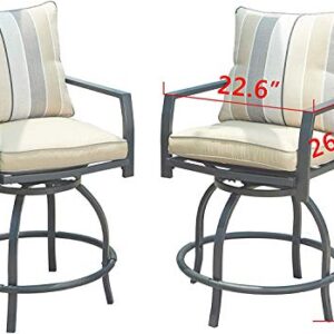 PatioFestival Swivel Bar Stools Patio Height Bistro Chairs Set of 2 PCS Outdoor Conversation Sectional with Armrest,All Weather Steel Frame(2 Chairs)