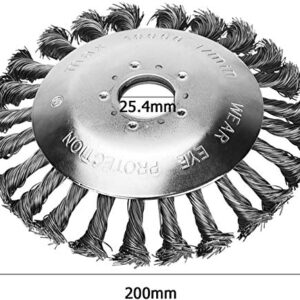 BGTOOL 6 inch Rotary Weed Brush Joint Twist Knot Steel Wire Wheel Brush Disc Trimmer Head 25.4mm x 150mm Universal fit Straight Shaft Trimmer for Sthil Honda etc