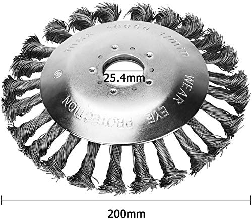 BGTOOL 6 inch Rotary Weed Brush Joint Twist Knot Steel Wire Wheel Brush Disc Trimmer Head 25.4mm x 150mm Universal fit Straight Shaft Trimmer for Sthil Honda etc