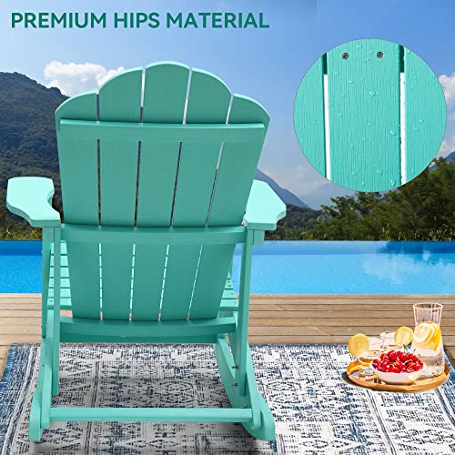 YITAHOME Outdoor Rocking Adirondack Chair Set of 2, Heavy Duty Plastic Rocking Chairs with Rotatable Cup Holder, Oversized Rocker Chair for Garden Lawn Yard Patio Deck Pool Porch Beach Fire Pit