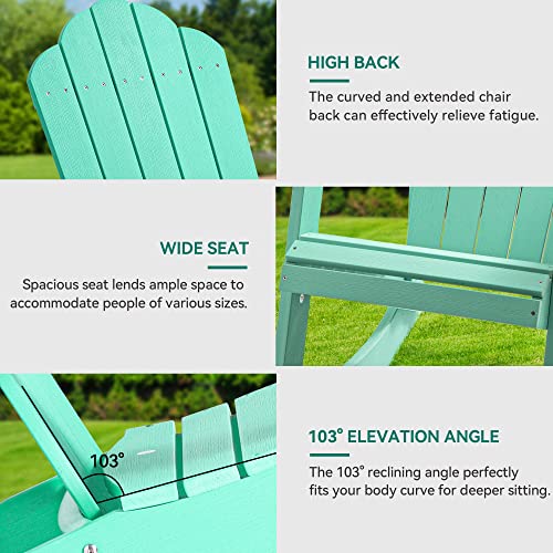 YITAHOME Outdoor Rocking Adirondack Chair Set of 2, Heavy Duty Plastic Rocking Chairs with Rotatable Cup Holder, Oversized Rocker Chair for Garden Lawn Yard Patio Deck Pool Porch Beach Fire Pit