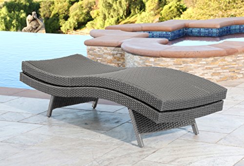 Abbyson Living Outdoor Adjustable Chaise Lounge Chair Set of 2 Wicker Patio Chairs, Grey