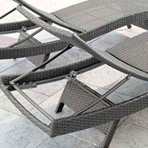 Abbyson Living Outdoor Adjustable Chaise Lounge Chair Set of 2 Wicker Patio Chairs, Grey