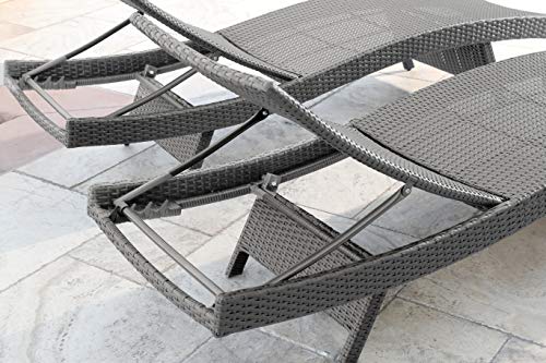 Abbyson Living Outdoor Adjustable Chaise Lounge Chair Set of 2 Wicker Patio Chairs, Grey