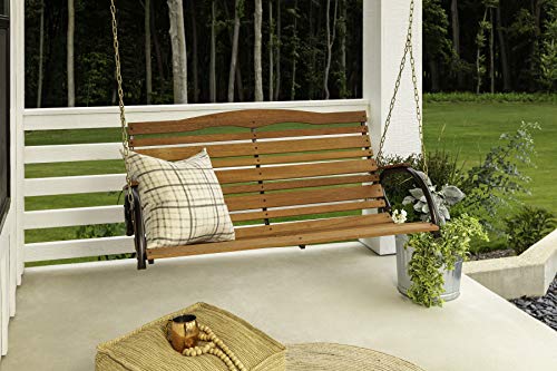 Woodlawn&Home Hardwood Porch Swing with Chains in Bronze Finish, 300013