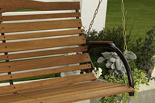 Woodlawn&Home Hardwood Porch Swing with Chains in Bronze Finish, 300013