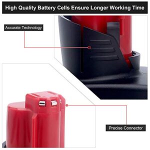 ELEFLY 2 Pack M12 6.0Ah Replacement for Milwaukee M12 12V Lithium Battery 48-11-2460 48-11-2411 48-11-2401 48-11-2402 48-11-2440, Compatible with Milwaukee 12-Volt M12 Cordless Tools