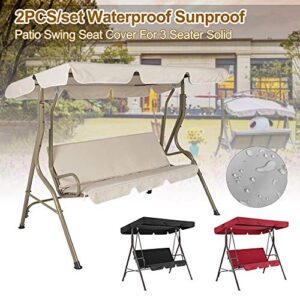 DUMGRN Canopy Swing Top Cover & Swing Seat Cover, 3 Seater Patio Swing Chair Canopy Top Cover with 210D Oxford Cloth for Garden Terrace Seat Hammock
