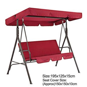 DUMGRN Canopy Swing Top Cover & Swing Seat Cover, 3 Seater Patio Swing Chair Canopy Top Cover with 210D Oxford Cloth for Garden Terrace Seat Hammock