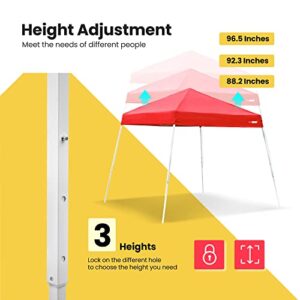 VIVOHOME Slant Leg Outdoor Easy Pop Up Canopy Party Tent Red 8 x 8 Feet