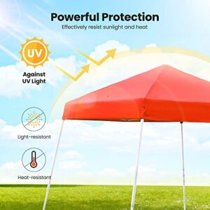 VIVOHOME Slant Leg Outdoor Easy Pop Up Canopy Party Tent Red 8 x 8 Feet