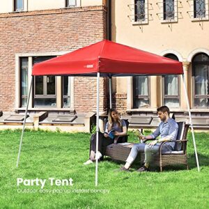 VIVOHOME Slant Leg Outdoor Easy Pop Up Canopy Party Tent Red 8 x 8 Feet