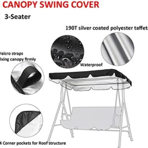 BTURYT Waterproof Garden Seater Sun Shade Porch Hammock Patio Swing Cover,Outdoor Swing Canopy Replacement Cover & Swing Cushion Cover-(top Cover + Chair Cover)