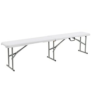 giantex 6 feet folding bench, portable indoor outdoor seat for picnic camping party dining, foldable bench with carrying handle 550 lbs capacity off white (1)