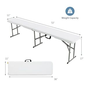 Giantex 6 Feet Folding Bench, Portable Indoor Outdoor Seat for Picnic Camping Party Dining, Foldable Bench with Carrying Handle 550 lbs Capacity Off White (1)