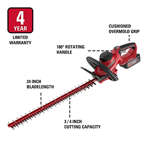 POWERWORKS 40V 24 Inch Cordless Hedge Trimmer Electric Grass Trimmer, Dual Action Blade & 3/4" Cutting Capacity, XB 2Ah Battery and Charger Included ,for Bush Lawn and Garden