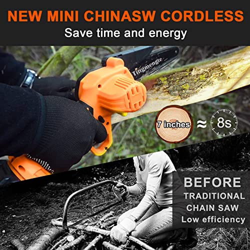 Mini Chainsaw 6 Inch, Cordless Mini Chainsaw Battery Powered with 24V 10000mAh Rechargeable Battery, 2.57Lb One-Hand Use Electric Chainsaw, Handheld Chainsaw for Tree Trimming Wood Cutting