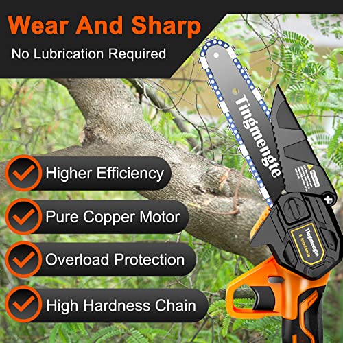 Mini Chainsaw 6 Inch, Cordless Mini Chainsaw Battery Powered with 24V 10000mAh Rechargeable Battery, 2.57Lb One-Hand Use Electric Chainsaw, Handheld Chainsaw for Tree Trimming Wood Cutting