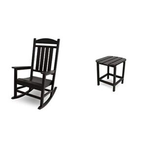 polywood r100bl presidential rocking chair, black & sbt18bl south beach 18″ outdoor side table, black