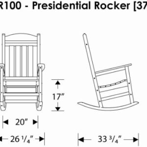 POLYWOOD R100BL Presidential Rocking Chair, Black & SBT18BL South Beach 18" Outdoor Side Table, Black