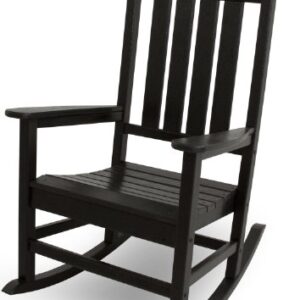 POLYWOOD R100BL Presidential Rocking Chair, Black & SBT18BL South Beach 18" Outdoor Side Table, Black