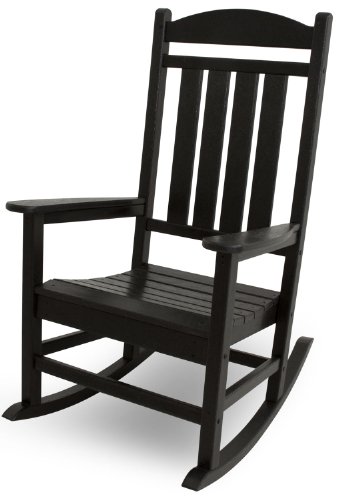 POLYWOOD R100BL Presidential Rocking Chair, Black & SBT18BL South Beach 18" Outdoor Side Table, Black