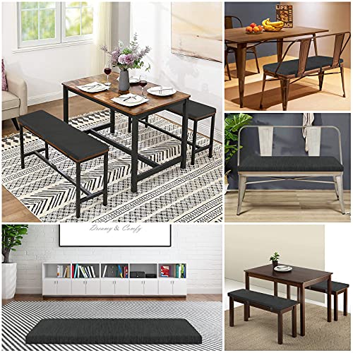 baibu 40 Inch Metal Bench Cushion with Ties, Non-Slip Rectangle Bench Seat Cushion Kitchen Bench Cushion with Machine Washable Cover - One Pad Only (Black, 40x15x1.5in)